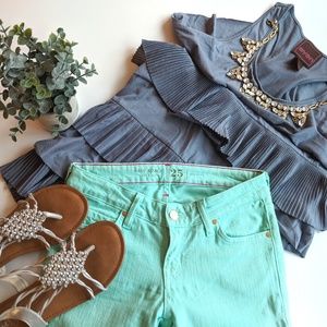 Kate Spade Play Hooky Skinny Ankle In Mint SZ 25